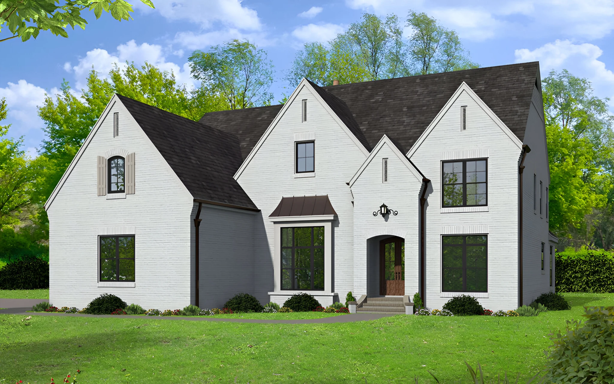 Hillside contemporary custom home with stepped foundation and walk-out lower level