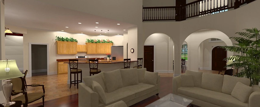 Spanish Revival custom home with stucco, clay tile roof and arched openings