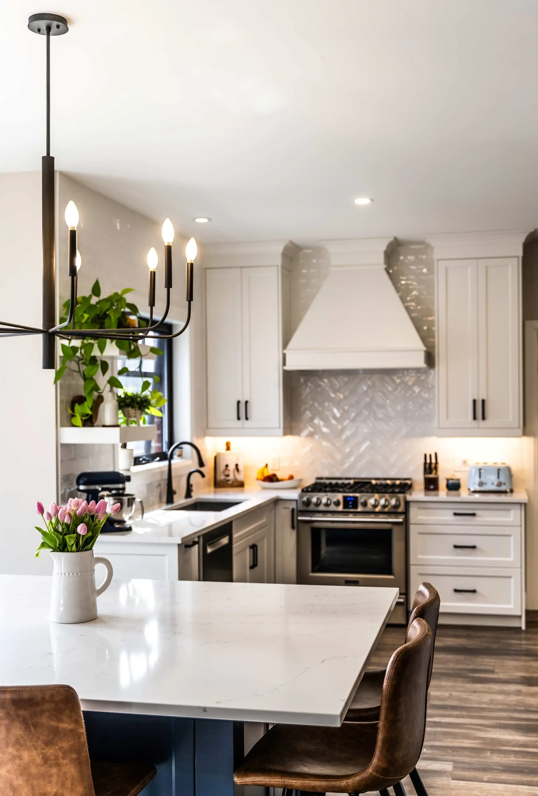 Remodeled kitchen with custom cabinetry and stone island in Franklin, TN